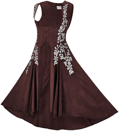 Tauriel Maxi Overdress Limited Edition Rich Rosewood Silver Embroidery